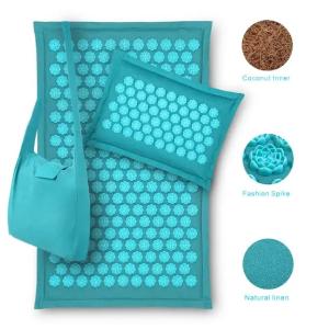 Quality Patent Design Natural Linen Acupressure Mat Foot Shakti Plastic Spikes Massage Acupressure Mat and Pillow Set wholesale
