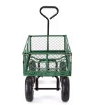 Outdoor Iron Garden Trolley Mesh Cart Trailer With Pneumatic Wheel For Heavy