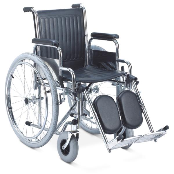 Tpr Castor Shiny Silver Folding Steel Wheelchair , Elevating Wheelchair For