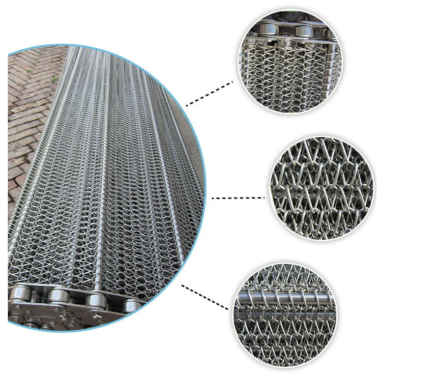 SS Wire Mesh Conveyor / Metal Wire Mesh Belt For Roasting Food Stuff