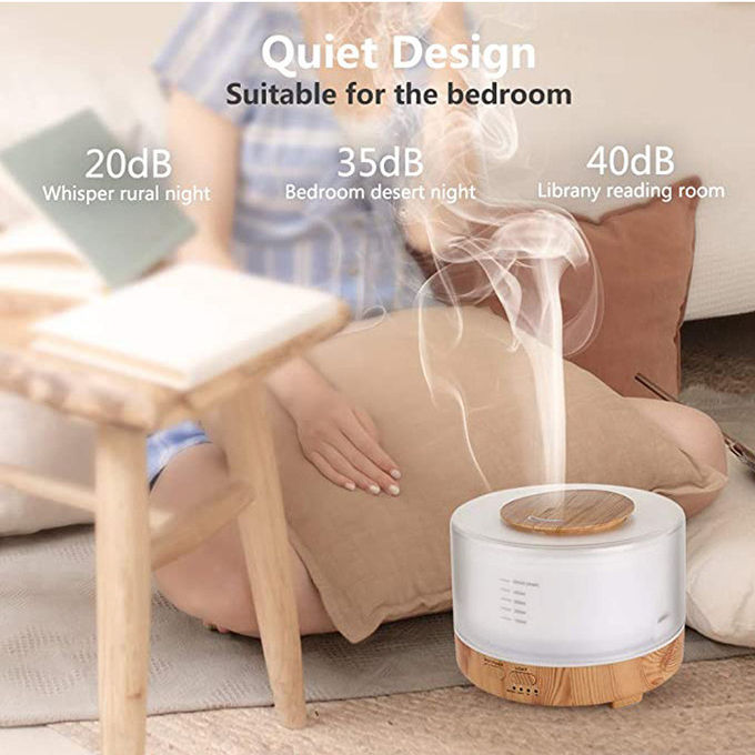 500ML Ultrasonic Aroma Diffuser 7 Color Lights Light Wood White Noise Diffuser