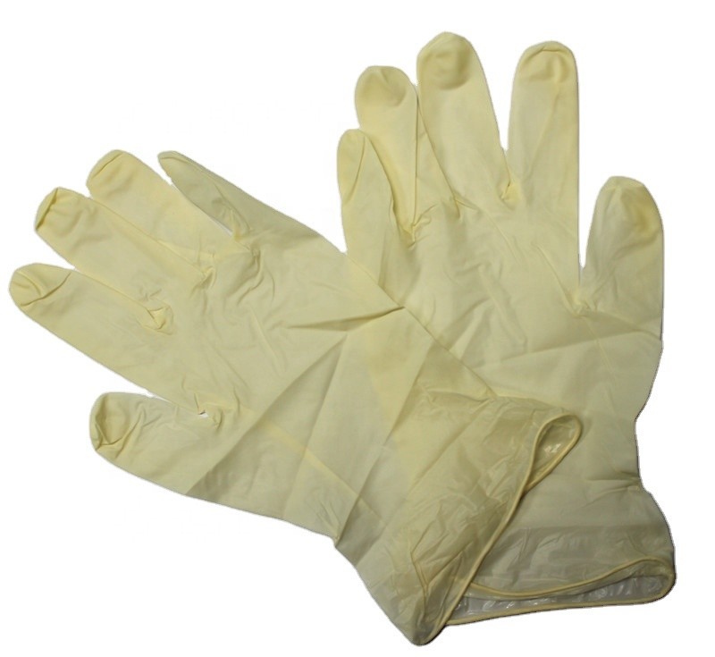 Light Yellow Powder Free Disposable Latex Examination Gloves 4g 5g