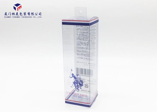 Eco Friendly Materials Clear PVC Packaging Boxes Hang Strip On Middle Of Top
