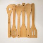 Non Stick Bamboo Kitchen Supplies Bamboo Wood Utensils 6 Pieces Set
