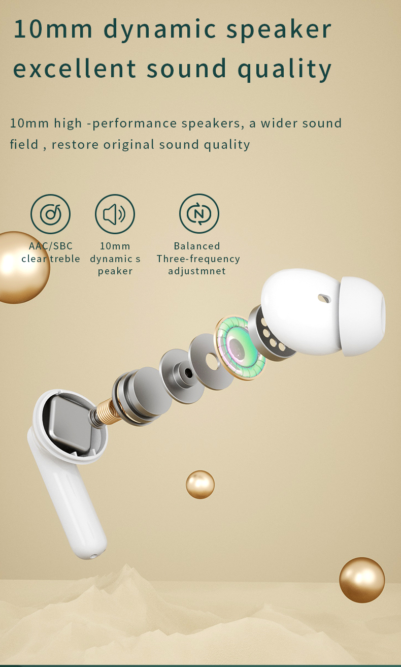 Wireless TWS Headset Low Latency ANC ENC Earbud with Private Mold and Digital Display