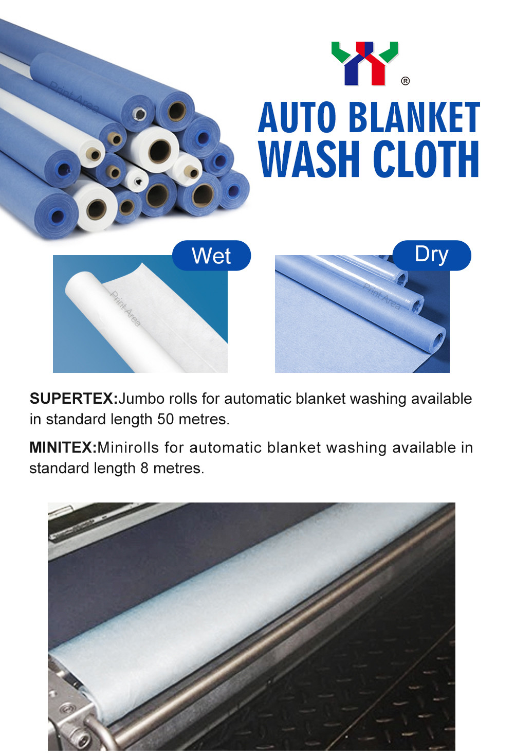 Non-woven Fabric Automatic Blanket Fabric SM74 765*13.5m*19.5mm