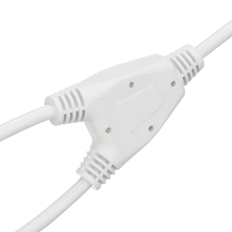 Oxygen Free Bared Stranded Copper 2XC13 Female White Y Type Splitter Power Cord 250V/16A Power Extension Cord VDE Approved