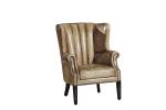 Wooden Legs Leather Wingback Chair , High Back Living Room Chair Water Wash