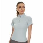 11 Colors Horse Riding Short Sleeve Shirt With Half Zipper Four Way Stretch
