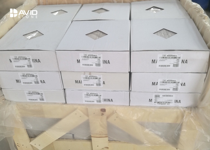 Natural Color Carrara Mosaic Polished Marble Floor Tiles 196 Pcs / Sheet