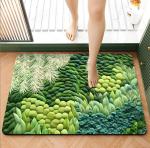 Moss Fresh Flower Bathroom Non-Slip Absorbent Bath Mat Flocking Floor Mat