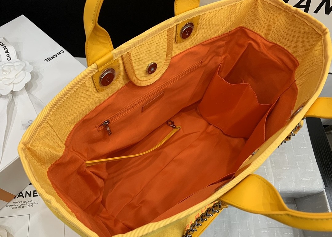 Yellow Beach Denim Luxury Canvas Bag For Travel Shopping