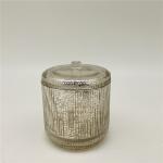 Vintage Ribbed Glass Bathroom Accessories Mercury Effect Round Shape