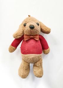 Quality Brown Cute Dog Plush , Vivid Red Cloth Dog Stuffed Animals 20CM Height wholesale