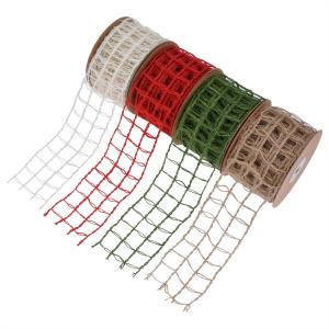 Quality Hollowed Green Burlap Ribbon 63mm Burlap Fabric Ribbon ISO14001 wholesale