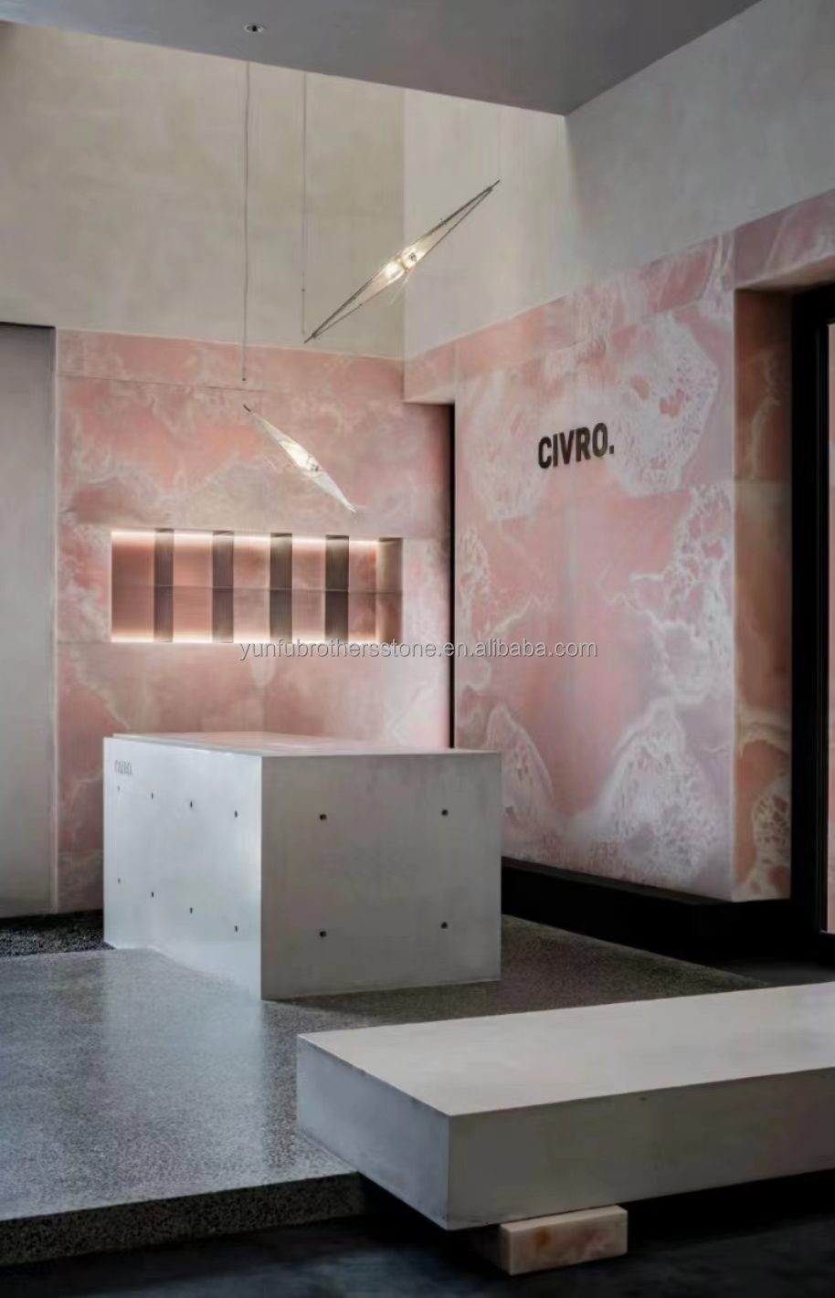 Natural Stone Backlit Pink Onyx Translucent Stone Slab for Modern Table and Batutub