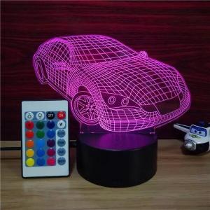 Quality Popular Super Car Designs Acrylic 3D LED Night Light for Gift rechargeable and remote control for many colors wholesale