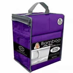 Quality 6pcs Soft Brushed 2200 Thread Count Bamboo Fabric Sheet Set NO Filling Machine Washable wholesale