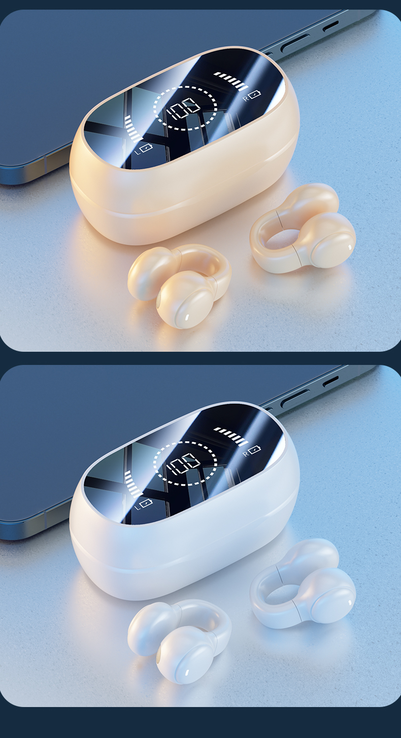 HiFi Stereo Bone Conduction True Wireless Earphone with 20cm Charging Cable and Mic