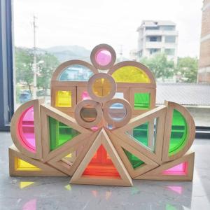Quality Kids 8.66in Wooden Rainbow Stacker Pastel Rainbow Stacking Toy wholesale