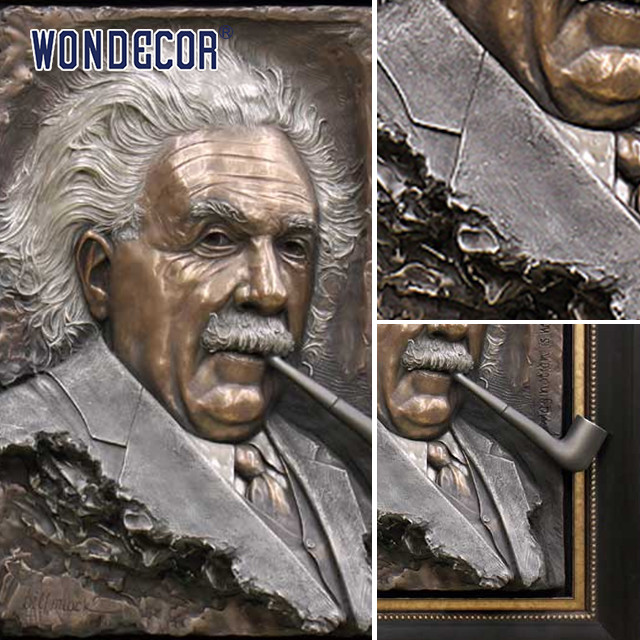 Interior Einstein Decorative Metal Wall Sculpture Bronze