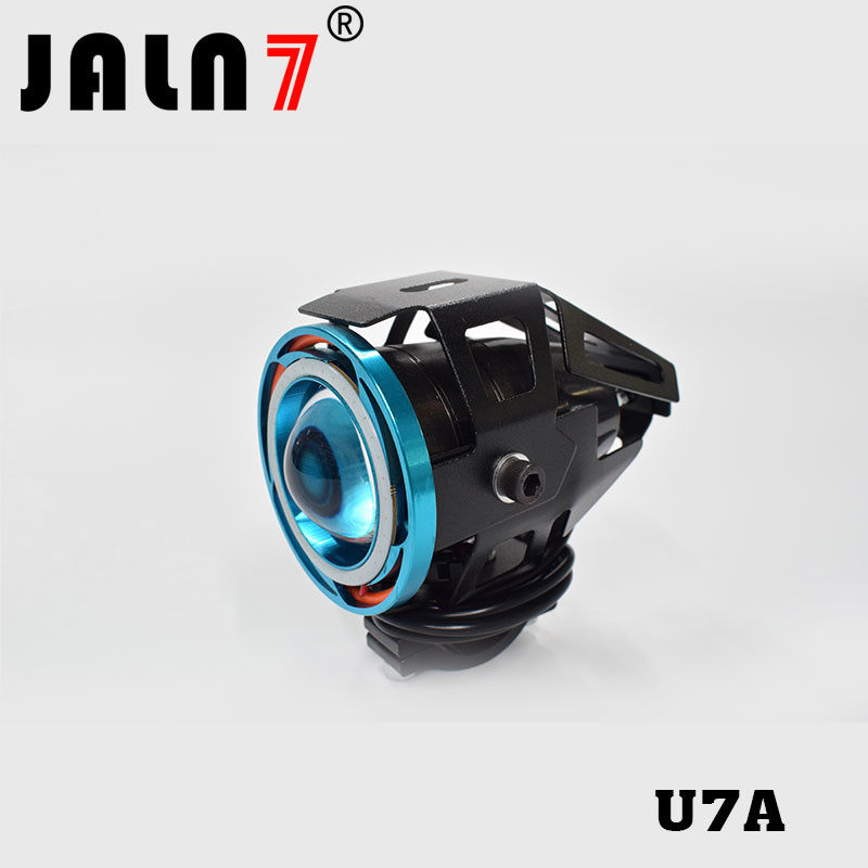Motorcycle Headlight Led JALN7 U7A 15W Fog Driving Running Light with Angel Eyes Lights Ring Front Strobe Flashing