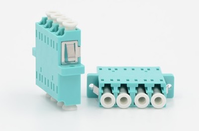 Fiber Optic Network Adapter LC OM3 OM4 Quad Adapter With Flange Aqua Color