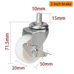 EDL 2 Inch Caster Wheels White 50mm Swivel Castor Wheels Zinc Coating