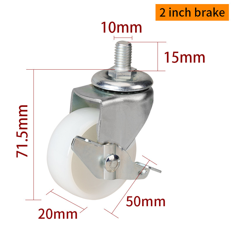 EDL 2 Inch Caster Wheels White 50mm Swivel Castor Wheels Zinc Coating