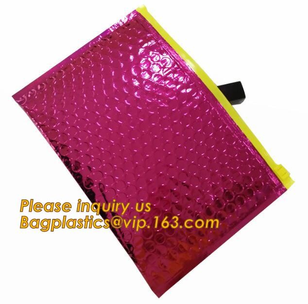 Cosmetic Pink Slider Padded Bag/Silver k Bag With Bubble,Padded Envelopes Cheap Aluminium Foil k Holographic