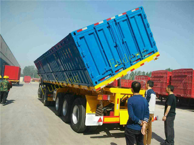 3 Axles 50 Cbm Tipper Side Dump Semi Trailer With Hydraulic Cyclinder