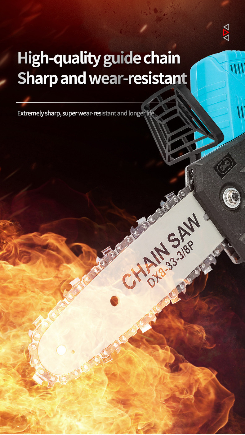 8 Inch Electric Saw Chainsaw 400W Rechargeable Brushless Motor Woodworking Cutter Garden Tool For Makita 21V Battery