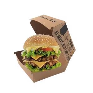 Quality Customized Disposable Burger Box Food Grade Kraft Paper Clam Shell Takeaway Packaging wholesale