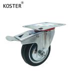 Zinc Plated 3inch 4inch 5inch Black Rubber Rotating Wheel for Furniture Trolley