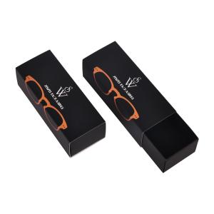Quality Lightweight Black Eyewear Drawer Box Packaging Sunglasses Foldable Kraft Paper wholesale