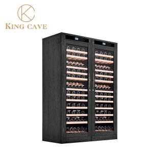 Quality Custom Modern Black Wood Wine Refrigerator Cabinet With LED Lights Safe Protection Lock wholesale