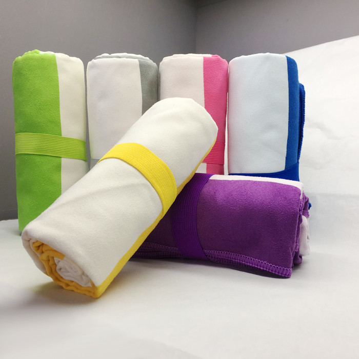 Thin Recycled Microfiber Suede Towel Striped Beach Towel Summer Quick Dry
