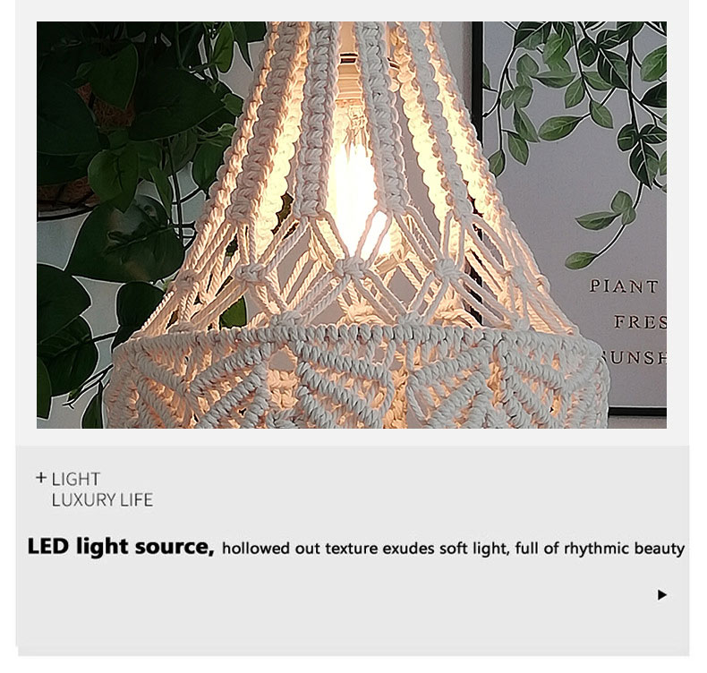 Bohemian Chandelier Hand Woven Lampshade Long Tassel Retro Decorative knitting lamp(WH-VP-216)