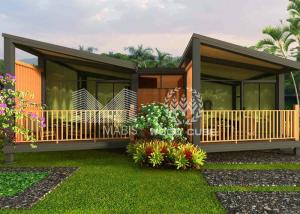 Quality Duplex Luxury Prefabricated Homes , Wooden Appearance Low Cost Prefab Houses wholesale