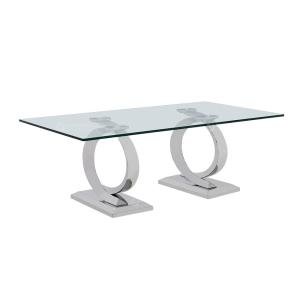 Quality 0.18m3 Glass SS Coffee Table Chrome Finished 130cm wholesale
