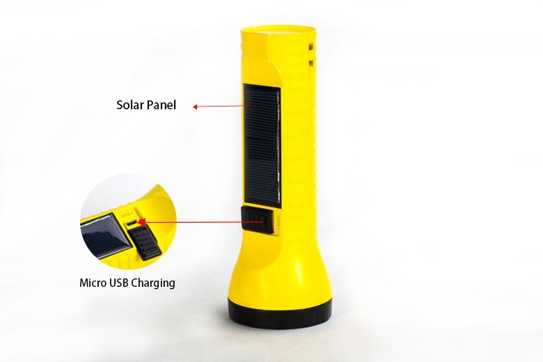 Rechargeable LED Emergency Flashlight , Solar Power LED Torch Flashlight