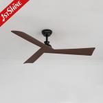 Sleek Black Ceiling Fan with Dark Wood Grain Blades