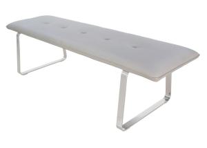 Polyurethance PU Modern Dining Bench Heavy Duty Brushed Steel Leg