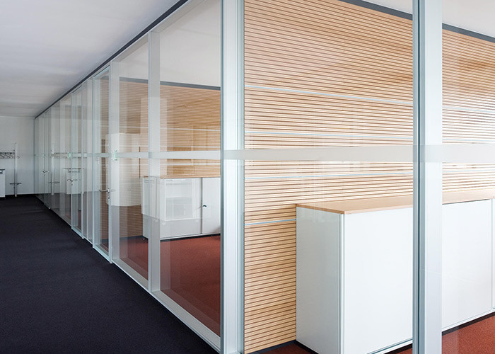 108mm Framed 5+5mm Double Glass Partition Wall Pre-assemble Easy Install Heightening Solid Panel + Glass