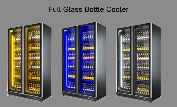 Commercial Double Glass Door Beer Fridge Supermarket Grocery Energy Drink Bottle Display Cooler