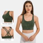 Brushed Nude Floral Printing Yoga Sports Bra Women Resilience Straps Plus Size