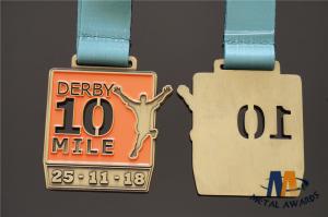 Quality Antique Gold Finish Custom Sports Medals With Heat Transfer Ribon wholesale
