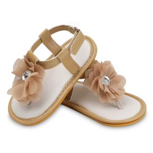 Quality Simple designed PVC upper rubber sole Flower lace 0-18 months Holiday baby girl sandals wholesale