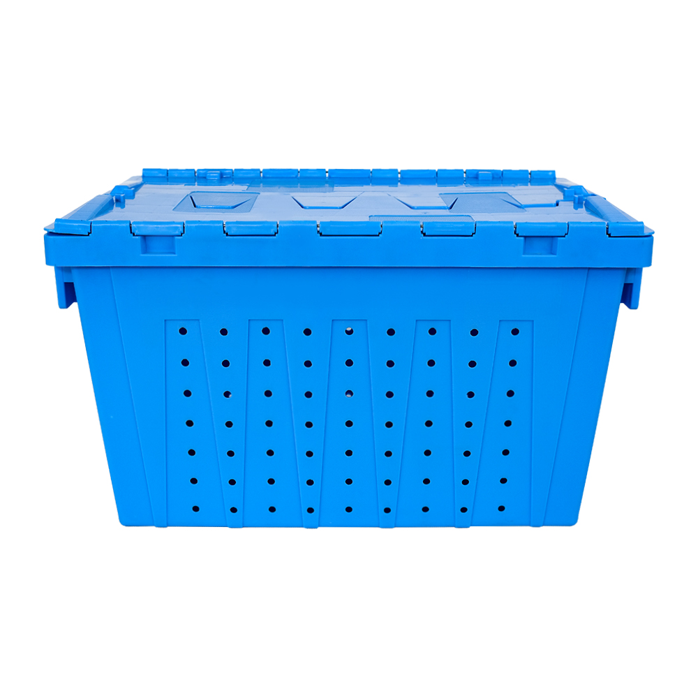 Secure Hinged Lockable Lid Turnover Plastic Crate 600x400x355mm for Storage and Moving