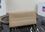 Apricot Adjustable Crossbody Saffiano Leather Handbag Square Shape